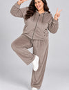 Winter Cotton Velvet Tracksuit For Women - Mocha