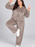 Winter Cotton Velvet Tracksuit For Women - Mocha