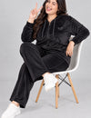 Winter Cotton Velvet Tracksuit For Women - Black