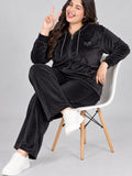Winter Cotton Velvet Tracksuit For Women - Black