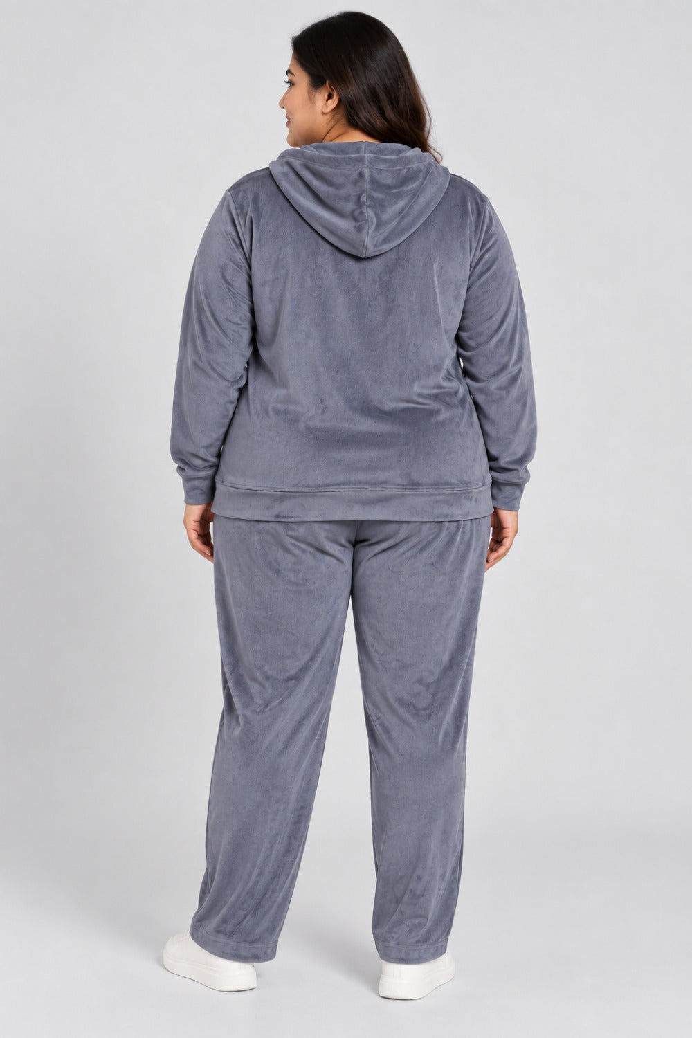 Winter Cotton Velvet Tracksuit For Women - Cloud Grey