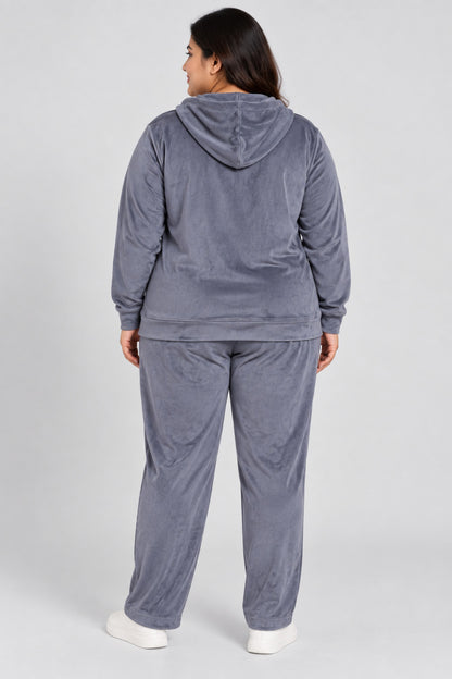 Winter Cotton Velvet Tracksuit For Women - Cloud Grey