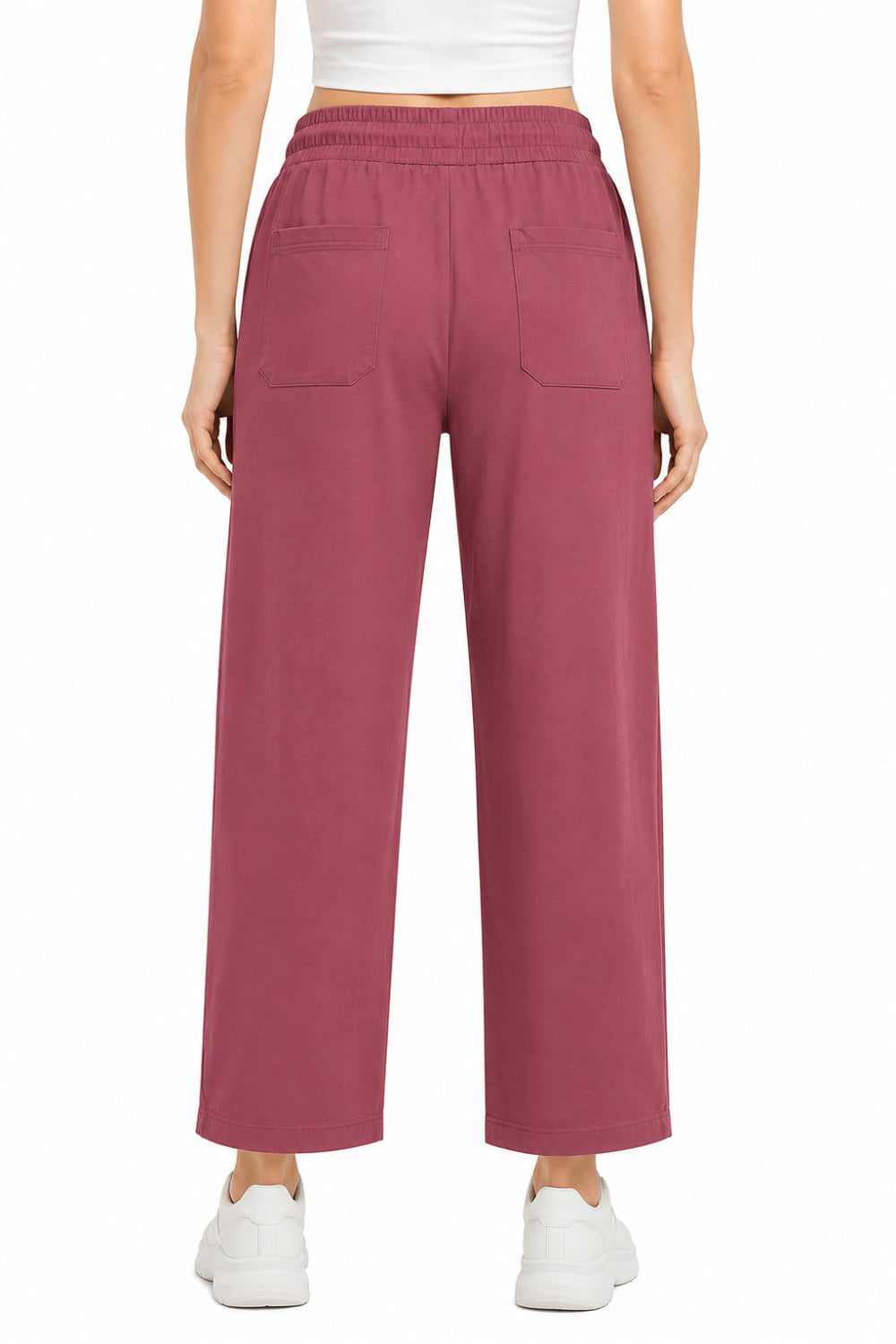 Women Smart Straight Fit Easy Wash Cargo Pants-Rose Pink