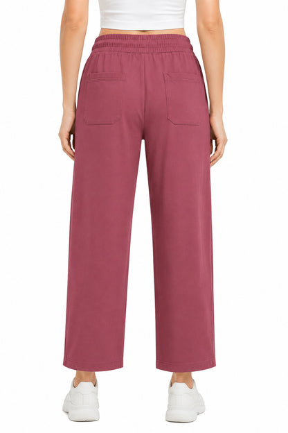 Women Smart Straight Fit Easy Wash Cargo Pants-Rose Pink