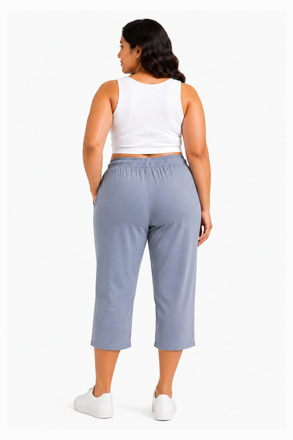 Cotton Capris For Women - Half Capri Pants - Pearl Grey