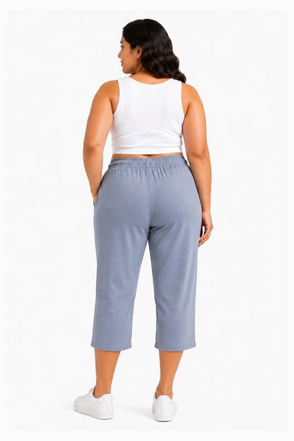 Cotton Capris For Women - Half Capri Pants - Pearl Grey