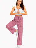 Women Smart Straight Fit Slay Cargo Pants-Mauve
