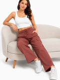 Women Smart Straight Fit Slay Cargo Pants-Chocolate