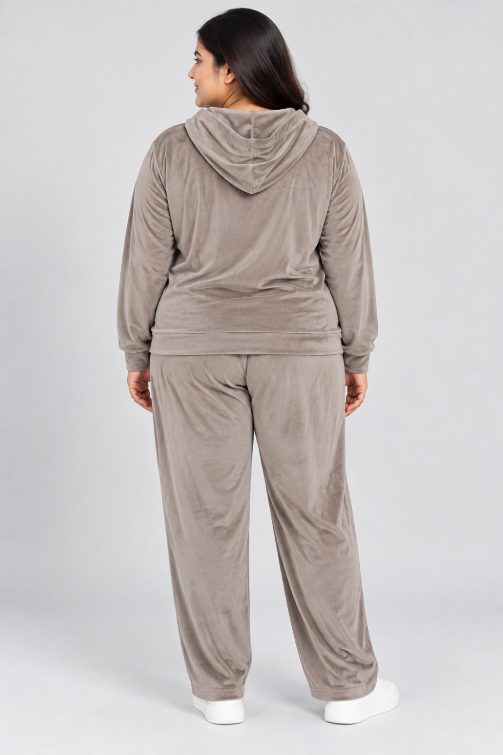 Winter Cotton Velvet Tracksuit For Women - Mocha