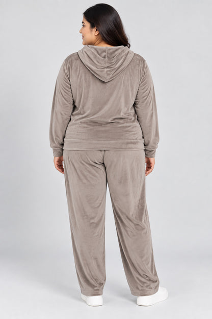 Winter Cotton Velvet Tracksuit For Women - Mocha