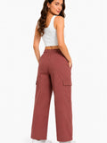 Women Smart Straight Fit Slay Cargo Pants-Chocolate