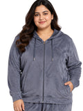 Winter Cotton Velvet Tracksuit For Women - Cloud Grey