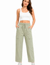 Woman Smart Straight Fit Slay Cargo Pants-Sage