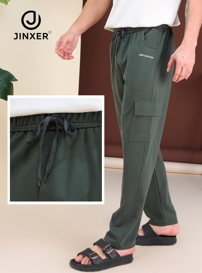 Men's Cotton Cargo Lower – Stretchable Regular Fit with Elastic Waist & Cargo Pockets