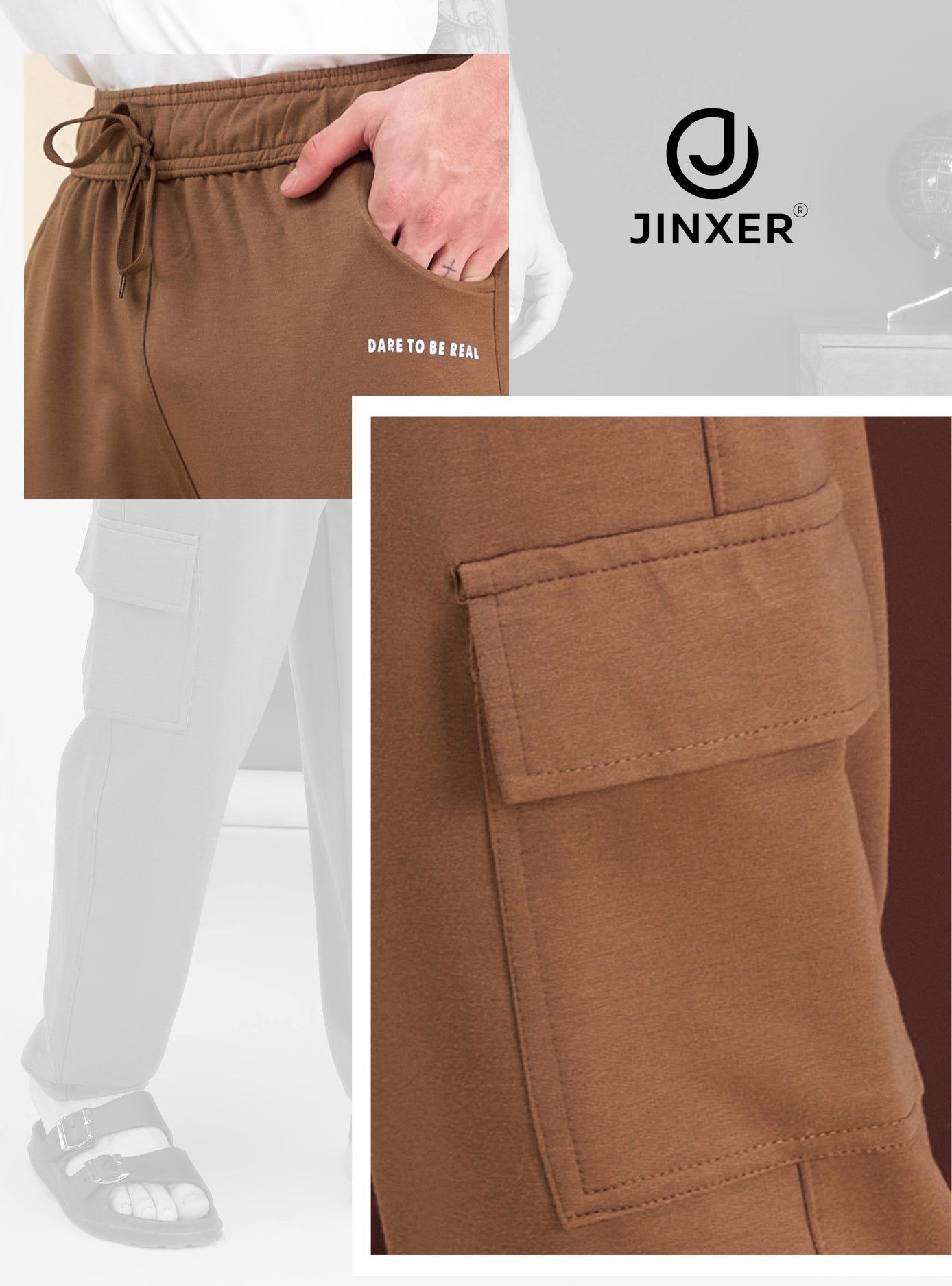 Men's Cotton Cargo Lower – Stretchable Regular Fit with Elastic Waist & Cargo Pockets