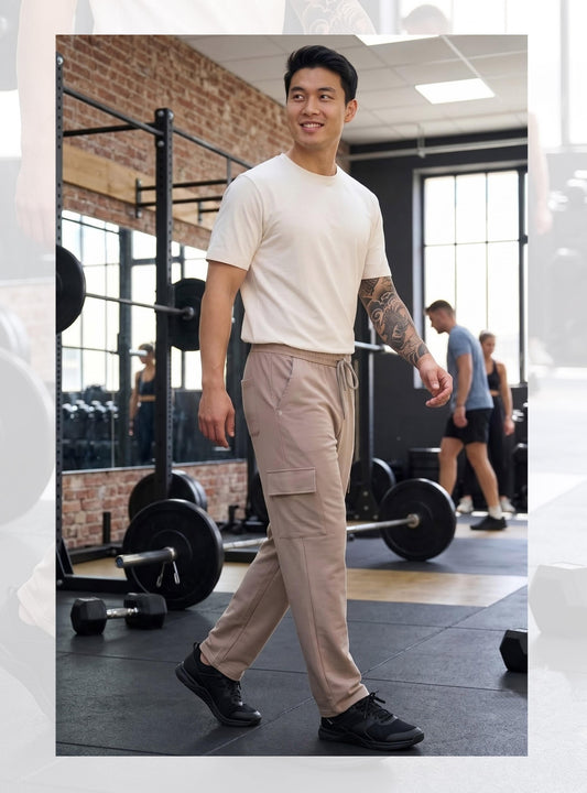 Men's Cotton Cargo Lower – Stretchable Regular Fit with Elastic Waist & Cargo Pockets