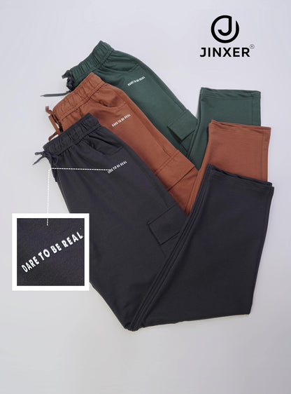 Men's Cotton Cargo Lower – Stretchable Regular Fit with Elastic Waist & Cargo Pockets