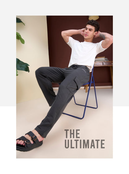 Men's Cotton Cargo Lower – Stretchable Regular Fit with Elastic Waist & Cargo Pockets