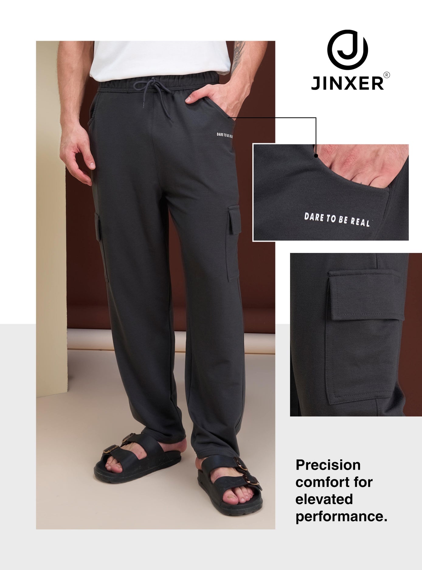 Men's Cotton Cargo Lower – Stretchable Regular Fit with Elastic Waist & Cargo Pockets