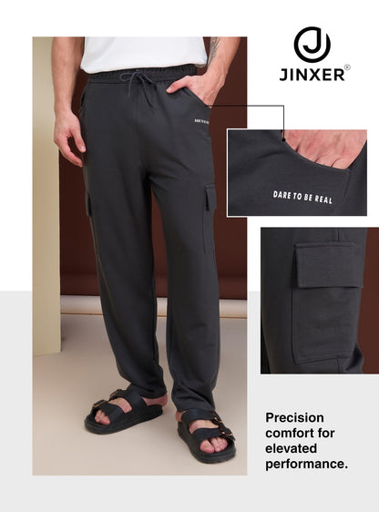 Men's Cotton Cargo Lower – Stretchable Regular Fit with Elastic Waist & Cargo Pockets