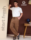 Men's Cotton Cargo Lower – Stretchable Regular Fit with Elastic Waist & Cargo Pockets