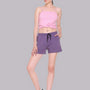 Cotton Shorts For Women Plain - Lavender