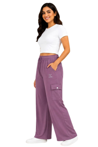 Cupid Woman Cotton Straight Fit Cargo Pants Lounge Bottom with 4 Functional Pockets