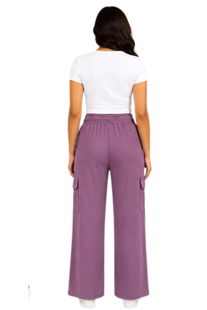 Cupid Woman Cotton Straight Fit Cargo Pants Lounge Bottom with 4 Functional Pockets