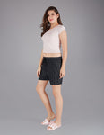 Printed Shorts For Women - Cotton Lounge Shorts - Black