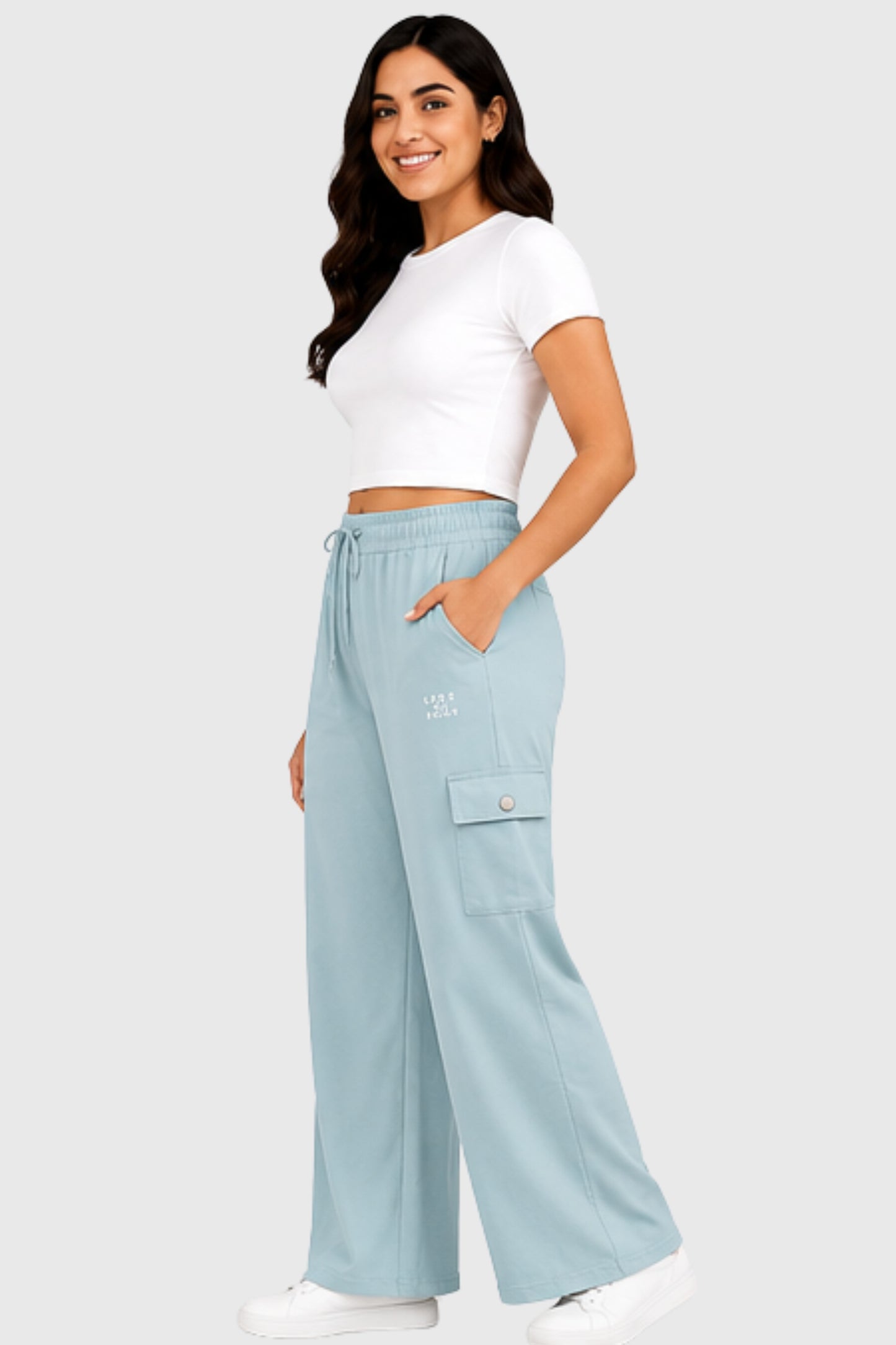 Cupid Woman Cotton Straight Fit Cargo Pants Lounge Bottom with 4 Functional Pockets