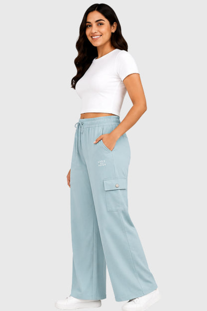 Cupid Woman Cotton Straight Fit Cargo Pants Lounge Bottom with 4 Functional Pockets