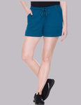 Cotton Shorts For Women Plain - Teal Blue