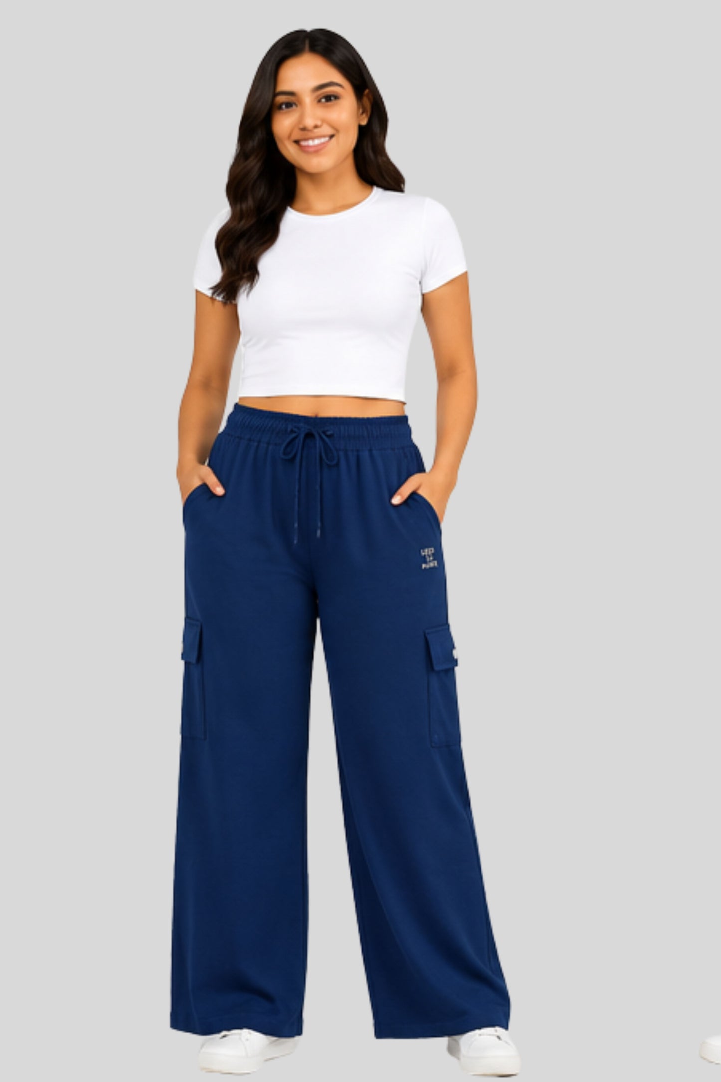 Cupid Woman Cotton Straight Fit Cargo Pants Lounge Bottom with 4 Functional Pockets