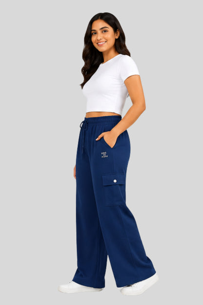 Cupid Woman Cotton Straight Fit Cargo Pants Lounge Bottom with 4 Functional Pockets
