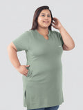 Plus Size Half Sleeves Long Tops For Women - Pack of 2 (Sage & Pink)