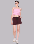 Cotton Shorts For Women Plain -Wine