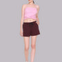 Cotton Shorts For Women Plain -Wine