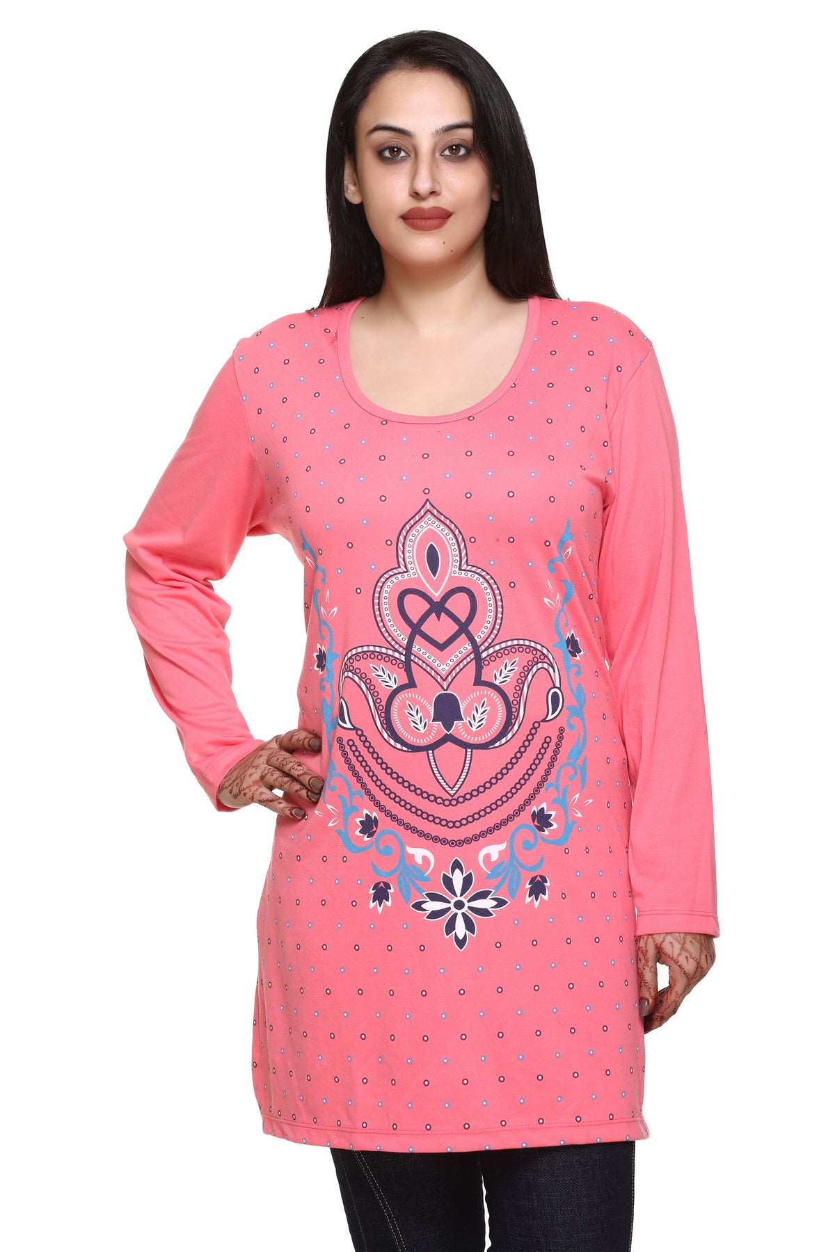 CUPID Women Plus Size Full Sleeves Cotton Long Top For Winter and Semi Winter For Women Combo of Two (Pink/Black) freeshipping - Cupid Clothings