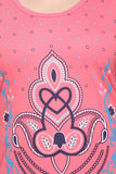 Women Plus Size Full Sleeves Blush Pink Kurti print Long Top for Winters & Semi Winters freeshipping - Cupid Clothings