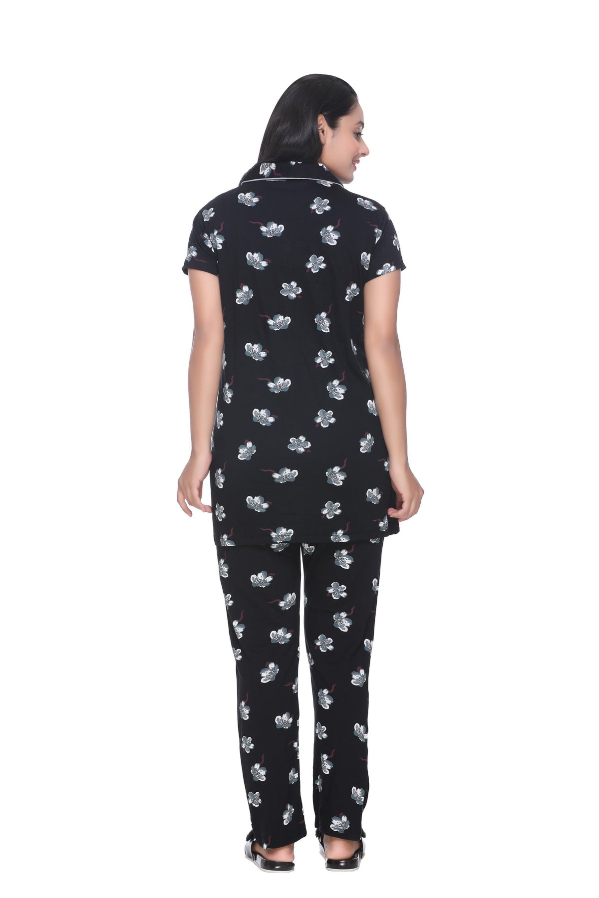 CUPID All Over Print Super Soft Cotton Night Suit ( Black) freeshipping - Cupid Clothings