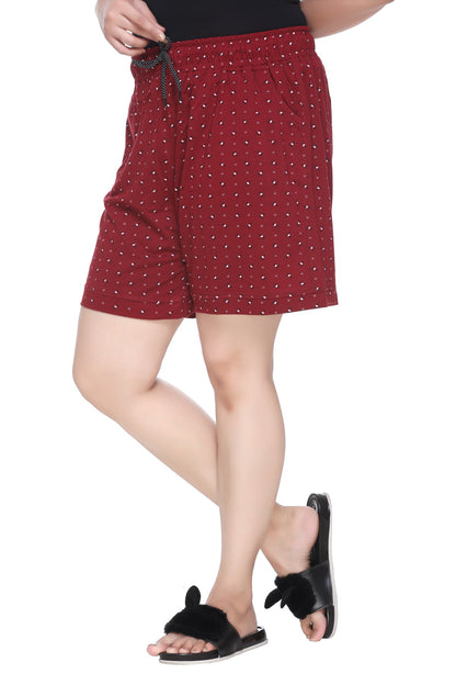 CUPID Plus Size Comfortable Barmuda/Shorts for Sports, Yoga, Daily Use Gym, Night Wear, Casual Wear for Women (Cherry Red) freeshipping - Cupid Clothings