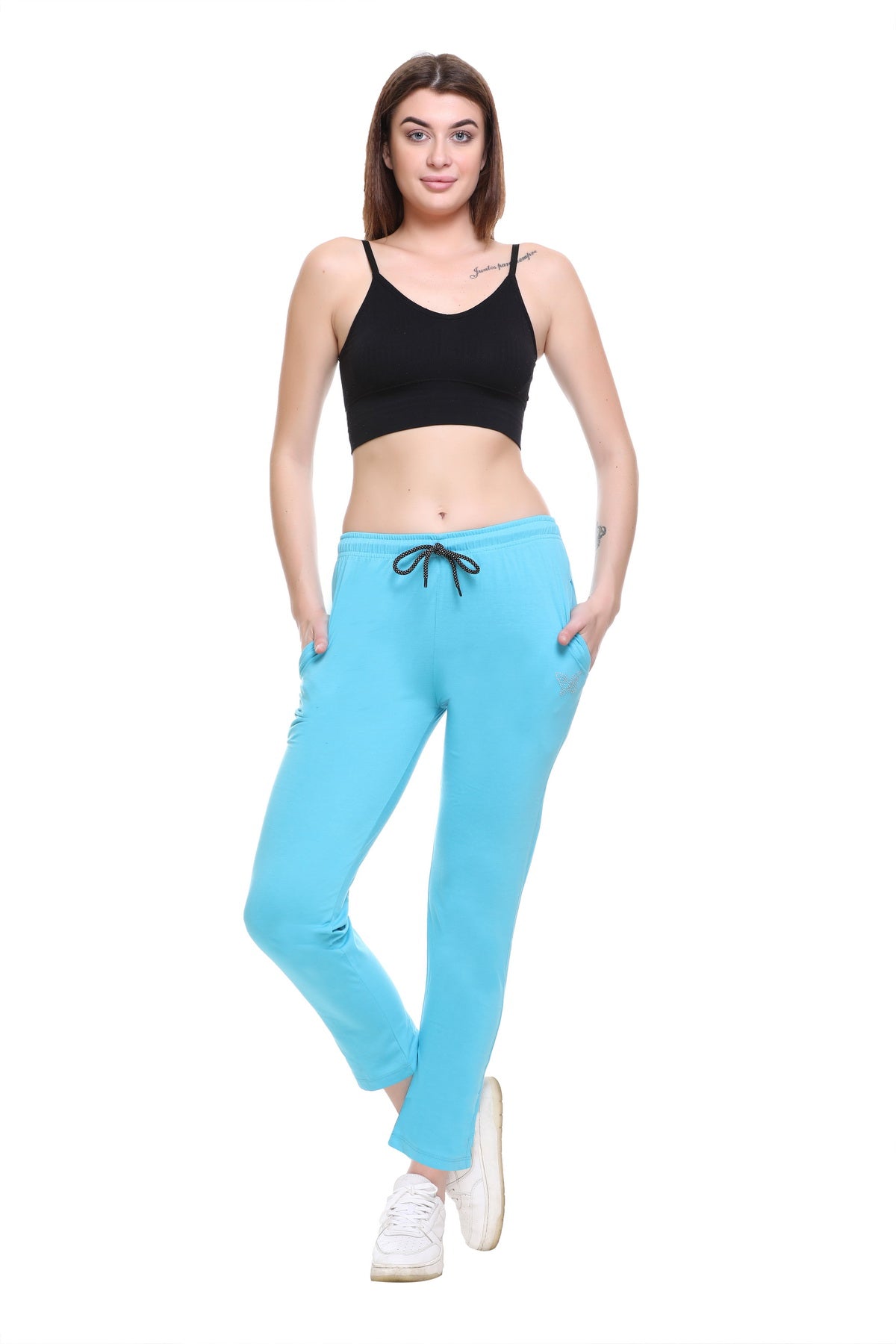 Comfy Aqua Cotton Track Pants For Women At Best Prices