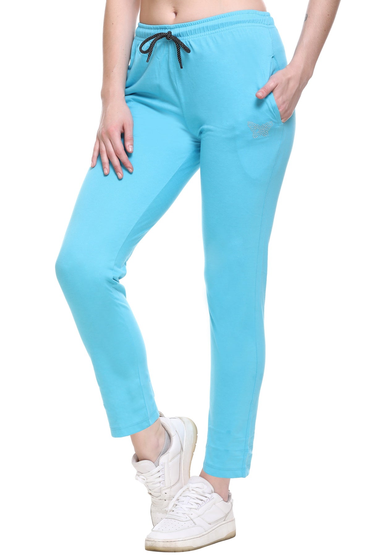 Cotton Track Pants For Women - Aqua