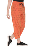 Plus Size Capri For Women - 3/4 Printed Cotton Pyjama - Orange