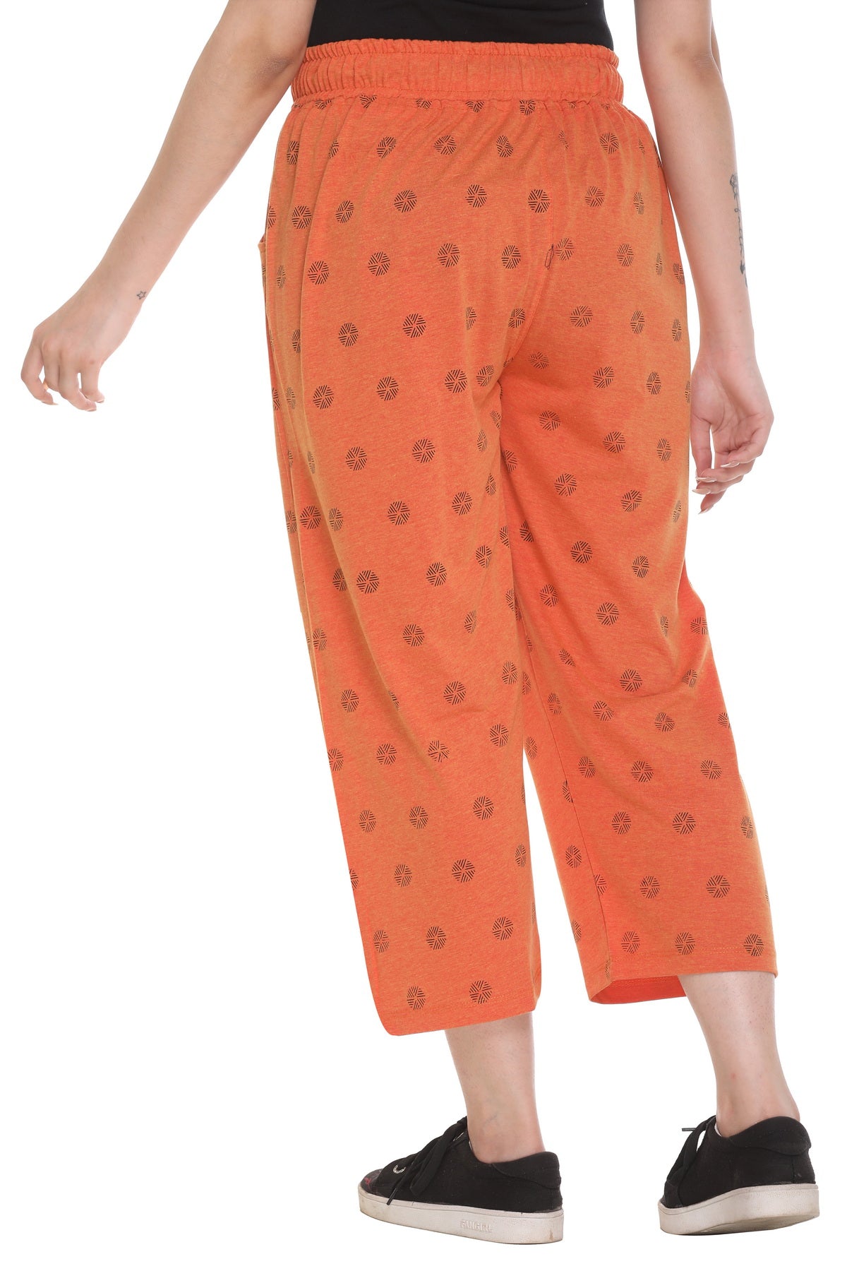 Plus Size Cupid Printed Cotton Capris For Girls/Women - Rust Orange freeshipping - Cupid Clothings