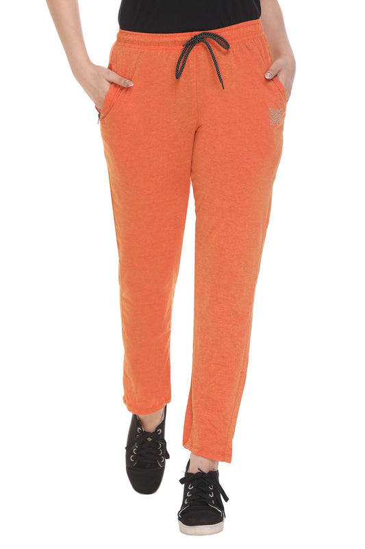 Stylish Coral Orange Cotton Track Pants For Women Online In India