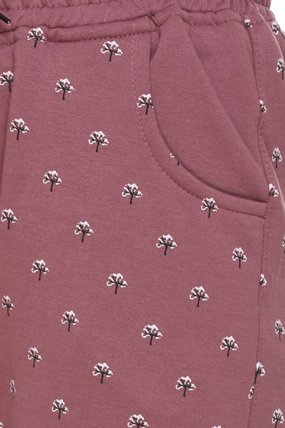 Comfortable Mauve Winter Fleece Cotton Printed Joggers for Women online in India