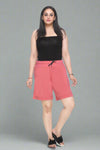 Cotton Shorts For Women - Plain Bermuda - Rosy Pink