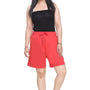 Cotton Shorts For Women - Plain Bermuda - Coral Red