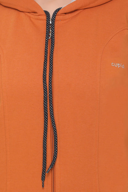 Women Coral Orange Winter Wear Fleece Tracksuit freeshipping - Cupid Clothings